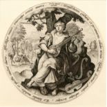 After Crispijn I de Passe (1564-1637) Terpsichore seated in a landscape playing a cittern,