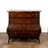 Bombe oak chest of drawers Dutch, 18th Century, 86cm wide x 52cm deep x 83.5cm high Provenance: