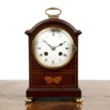 Mahogany and inlaid mantel clock Edwardian, with a striking movement, 25cm high Provenance: The