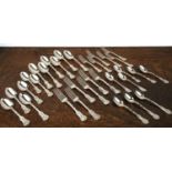 Collection of sterling silver cutlery comprising of: six large forks, six smaller forks, six large