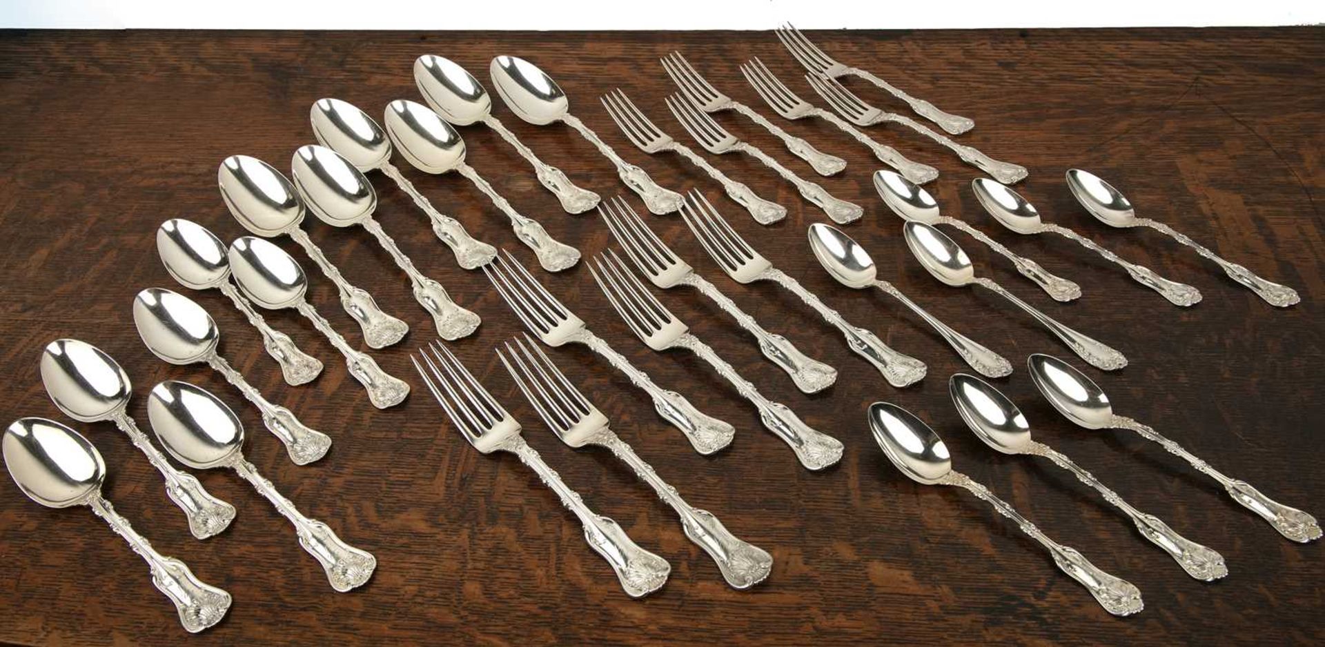 Collection of sterling silver cutlery comprising of: six large forks, six smaller forks, six large