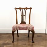Mahogany side chair 18th Century, with a splat back and reupholstered seat, 60cm wide x 97cm high