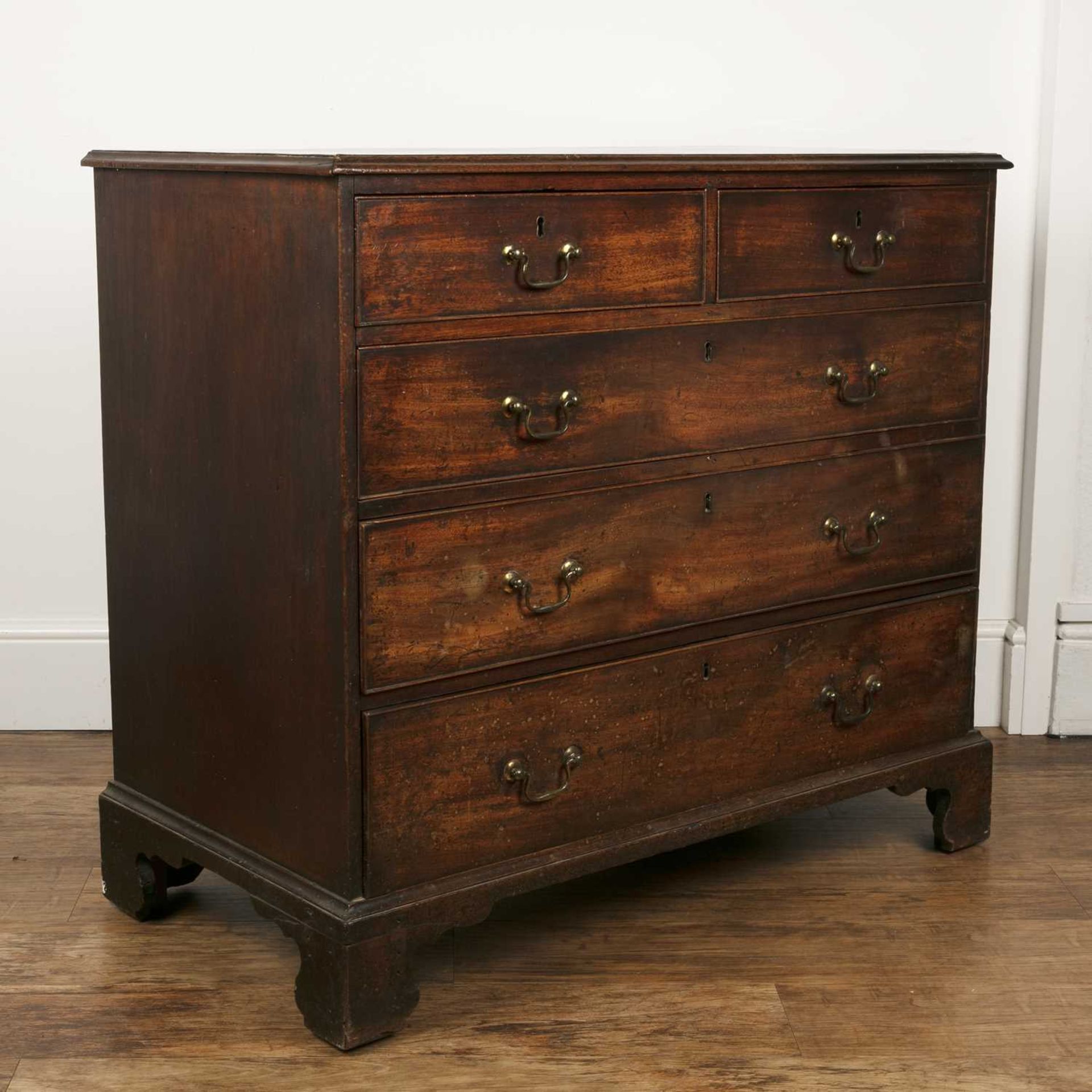 Mahogany and crossbanded straight front chest of drawers early 19th Century, with brass drop - Image 2 of 6