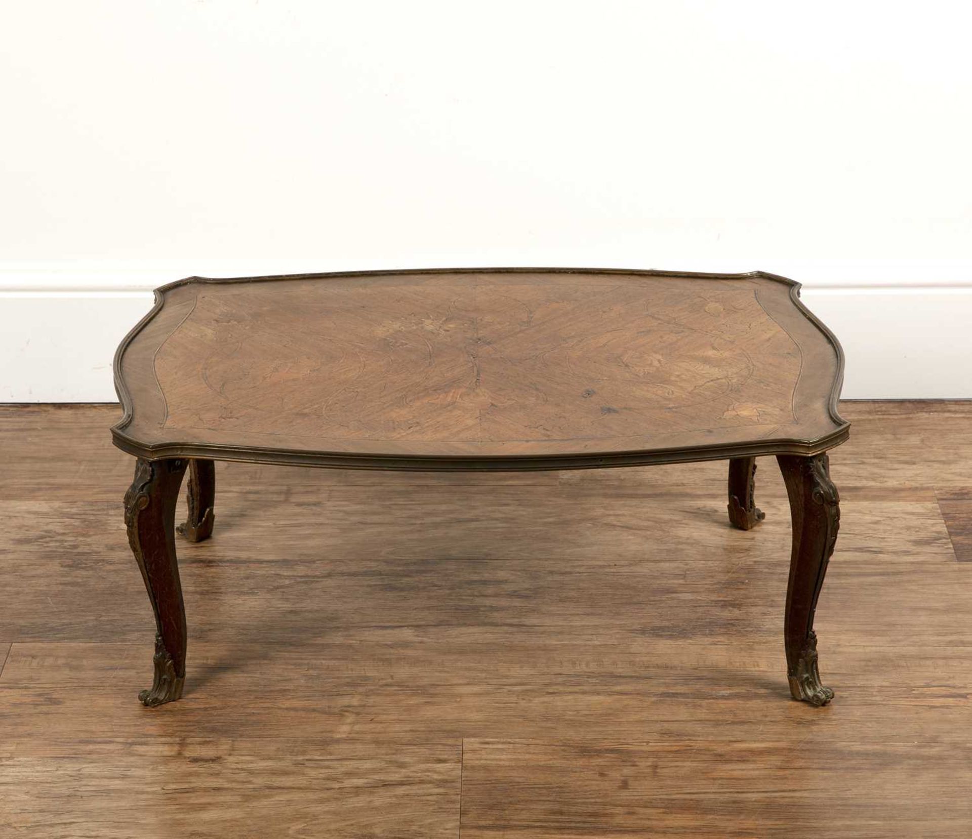 Marquetry low occasional table French, with gilt metal mounts, 71cm wide x 46cm deep x 29cm