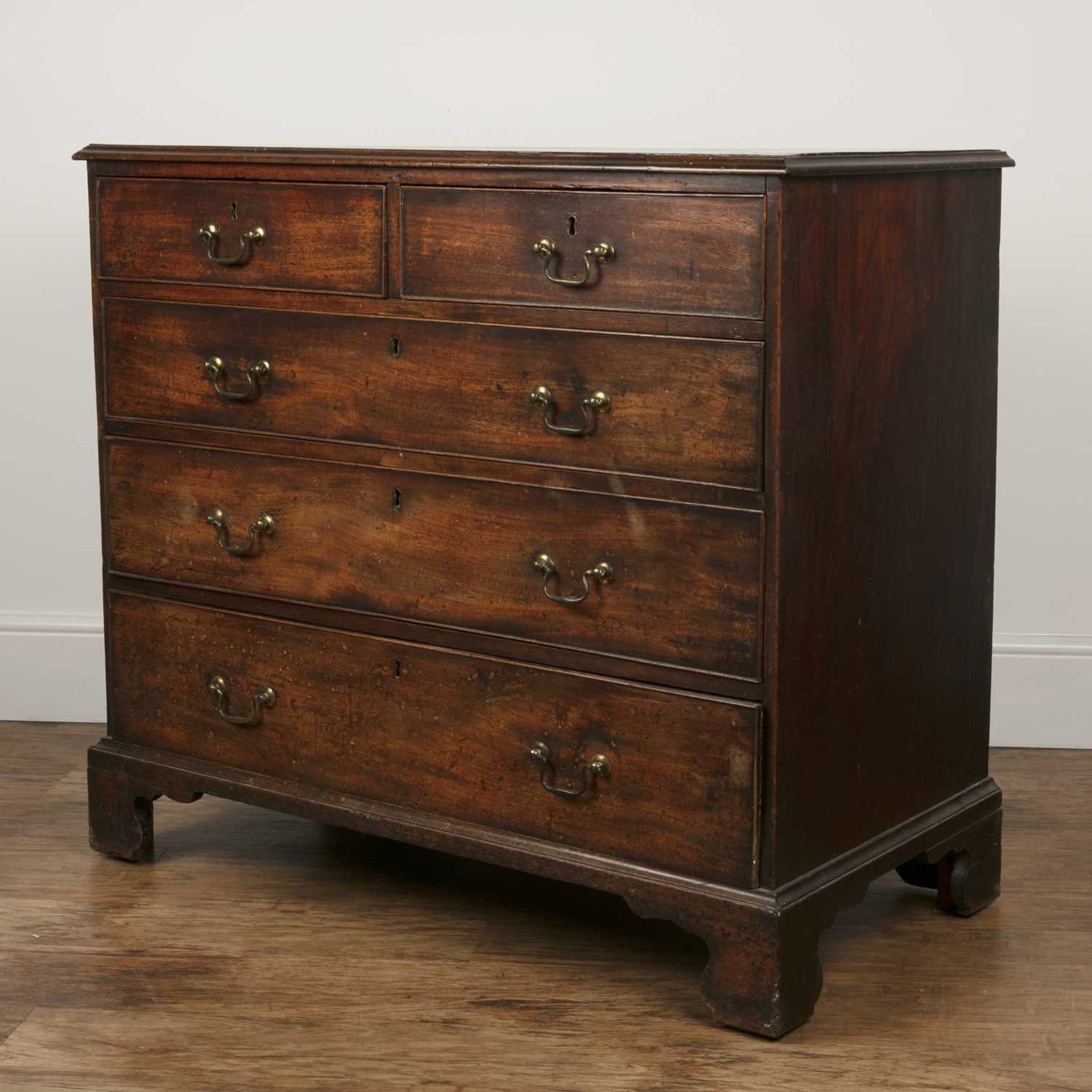 Mahogany and crossbanded straight front chest of drawers early 19th Century, with brass drop - Image 3 of 6