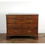 Mahogany chest of drawers 19th Century, fitted with four graduated drawers, 102cm wide x 47.5cm deep
