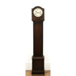 Longcase clock of small proportions 20th Century, in oak case, with carved decoration, with