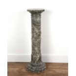 Sectional alabaster faux marble plinth or stand 19th Century, on a hexagonal base, 35.5cm