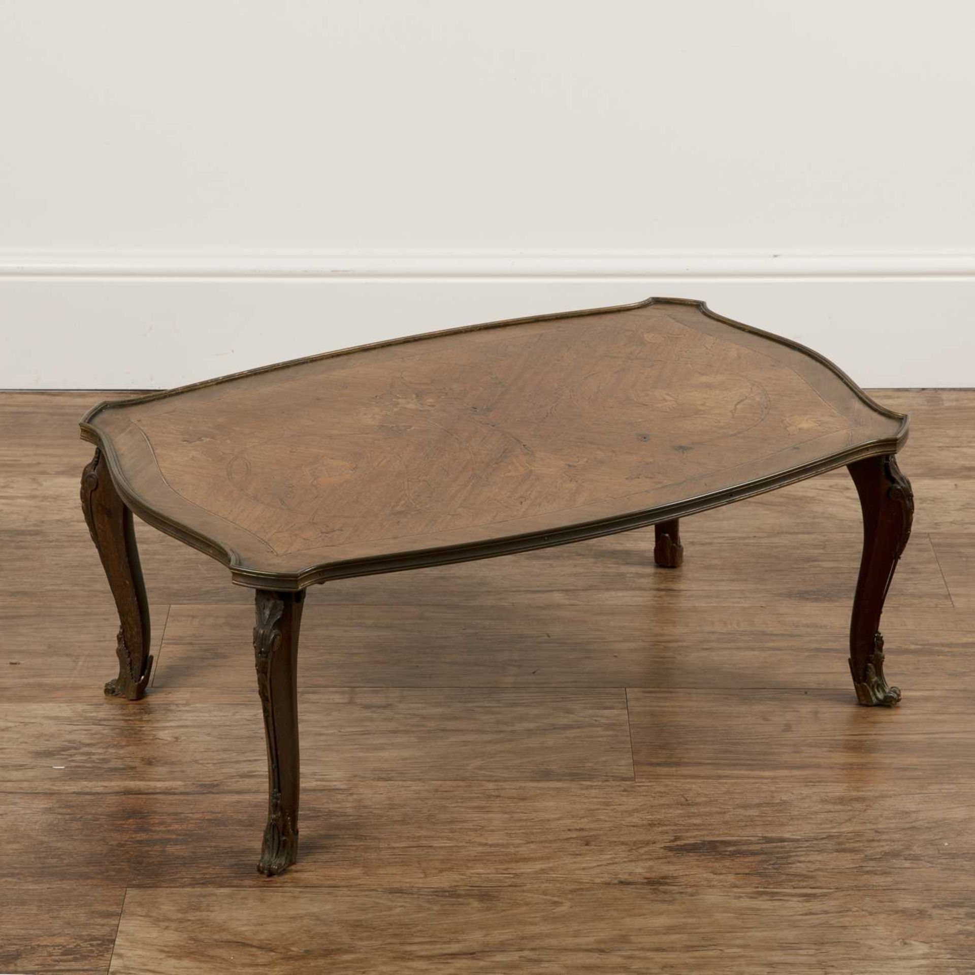Marquetry low occasional table French, with gilt metal mounts, 71cm wide x 46cm deep x 29cm - Image 2 of 4