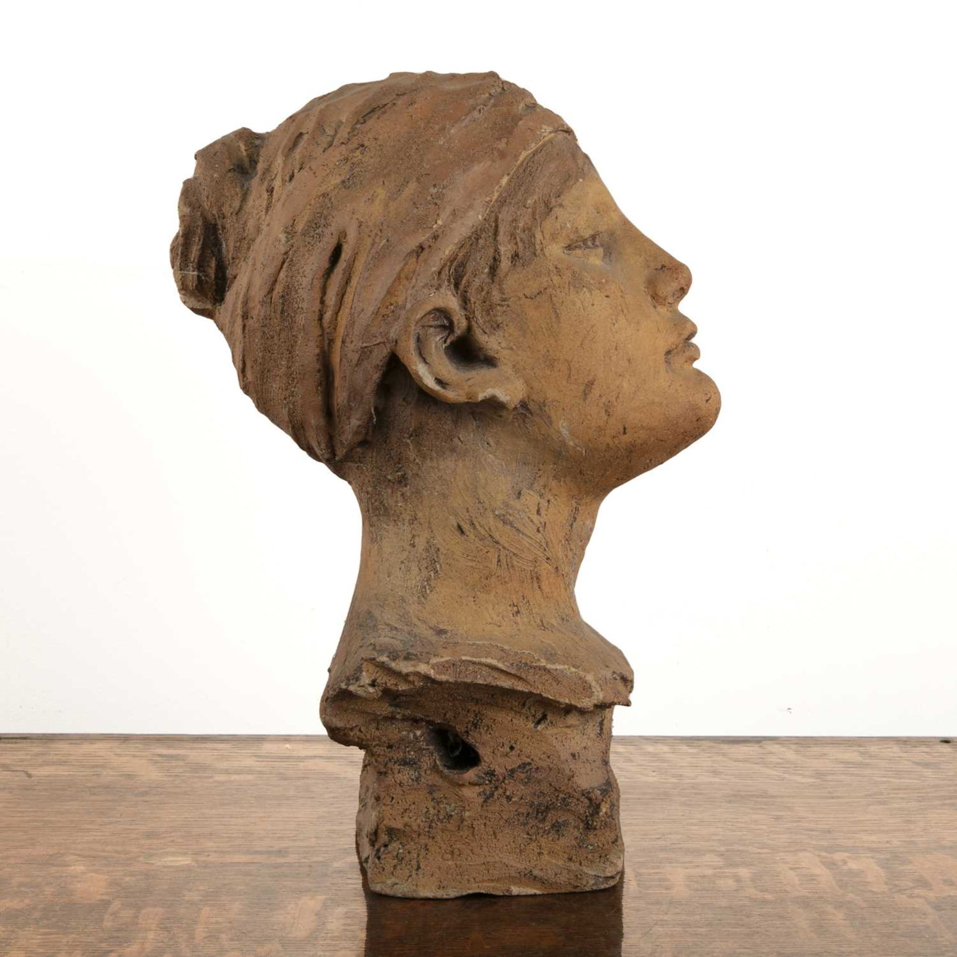 Plaster head of a girl French, circa 1900, impressed signature, 34cm high Provenance: The property - Image 5 of 5