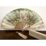 Jean-Pierre Duvelleroy decorative fan French, 19th Century, with mother of pearl handles, the fan