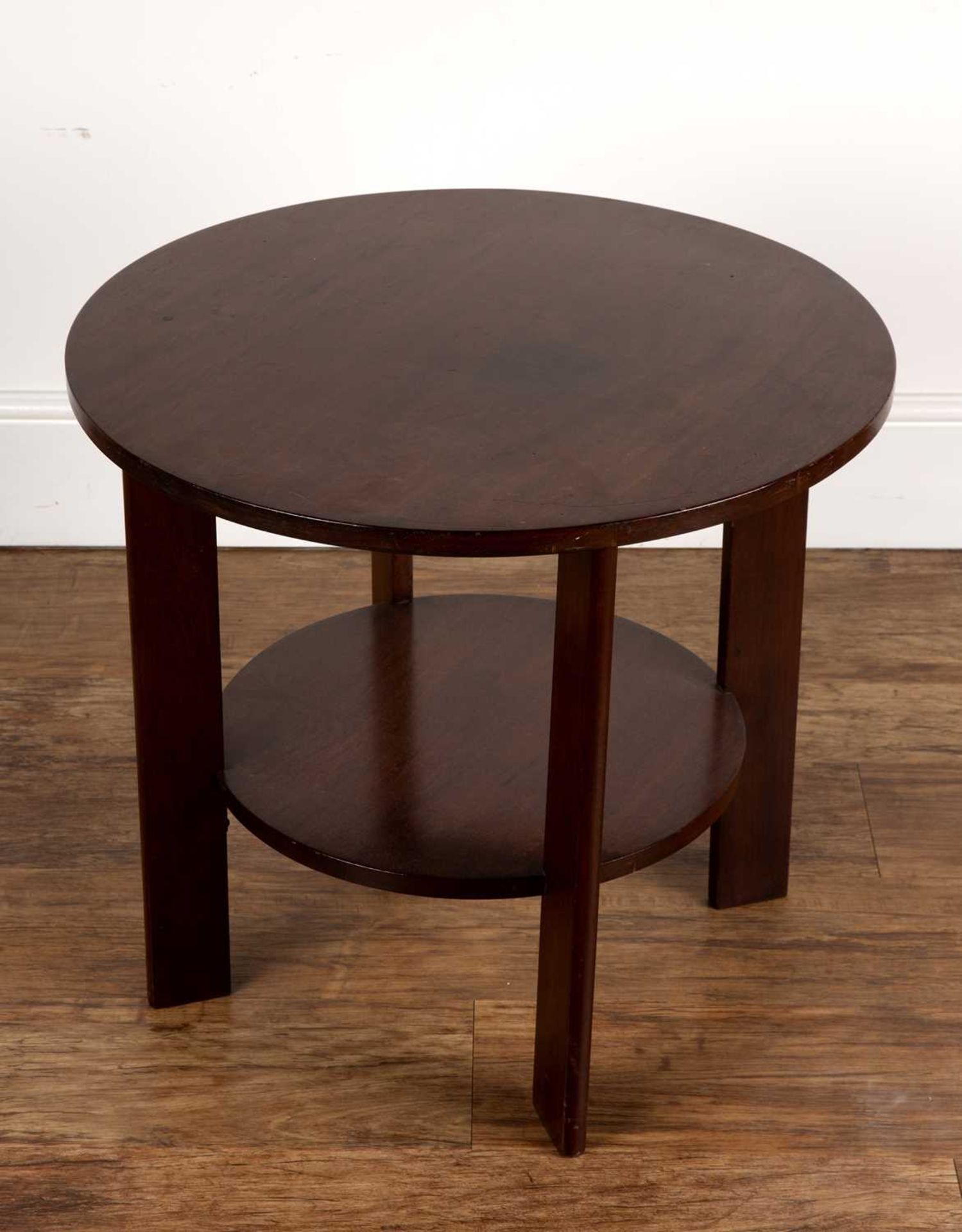 Art Deco mahogany, side or coffee table, with circular top and undertier shelf, unmarked, 60cm - Image 8 of 10