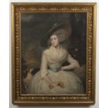 After Sir Joshua Reynolds (1723-1792) portrait of 'Mrs Scott', half-length, pastel, in a gilt frame,