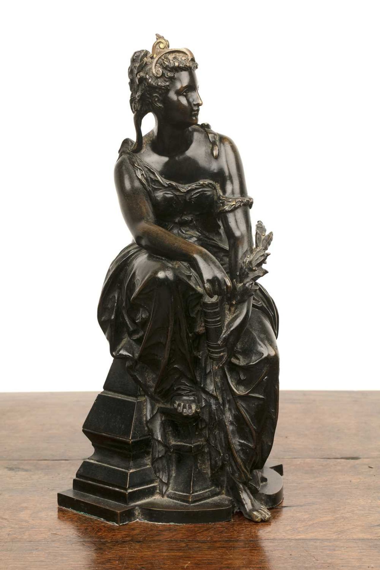 Bronze model of a lady French, late 19th Century, the seated figure holding a book, 37cm highWith - Bild 2 aus 9