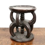 Tribal carved stool African, with incised markings, 35cm high x 28cm diameter Provenance: The