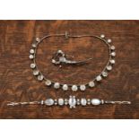 Collection of moonstone jewellery comprising of a white metal mounted necklace set with twenty one