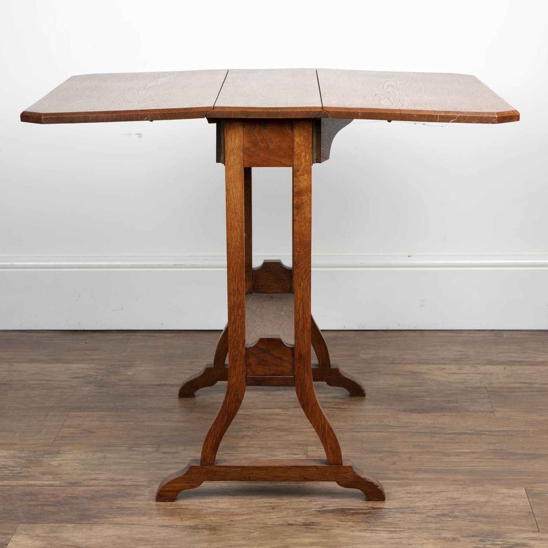 Oak small Sutherland table the top with canted corners, on shaped legs, unmarked, 20cm wide overall, - Image 5 of 6