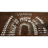 Collection of miscellaneous silver cutlery comprising of: set of five silver grapefruit spoons,