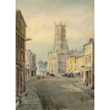 Henry John Sylvester Stannard (1870-1951) 'The church and market place, Cirencester', watercolour,