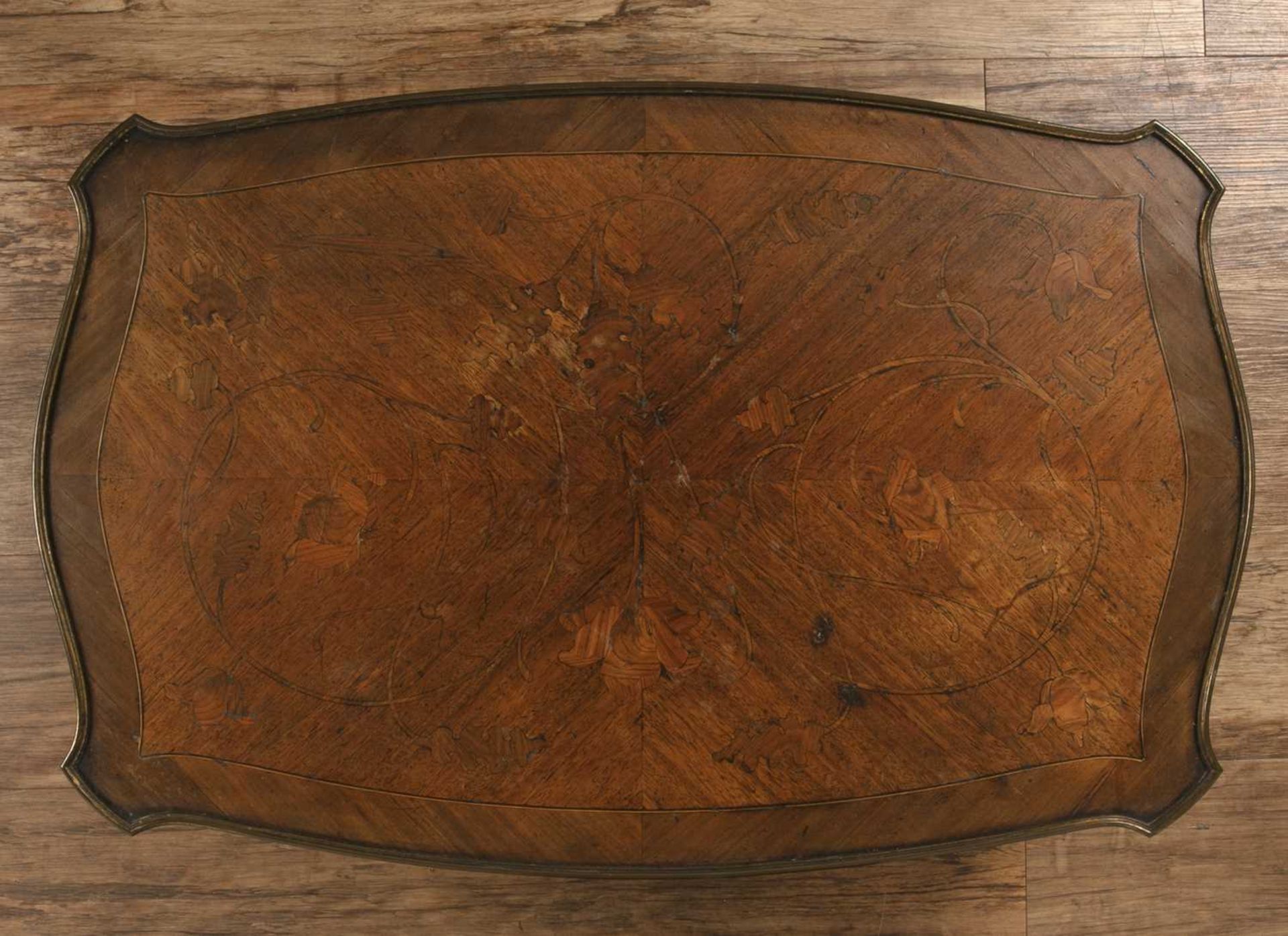 Marquetry low occasional table French, with gilt metal mounts, 71cm wide x 46cm deep x 29cm - Image 4 of 4