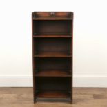 Oak open bookcase with beaded joins to the top shelf, 46m wide x 106cm high x 19cm deep overall