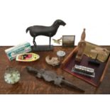 Group of desk top related pieces to include an Aerostale desk clock and other items. Provenance: The