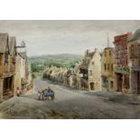 Henry John Sylvester Stannard (1870-1951) 'Burford from the Tolsey', watercolour, signed lower left,