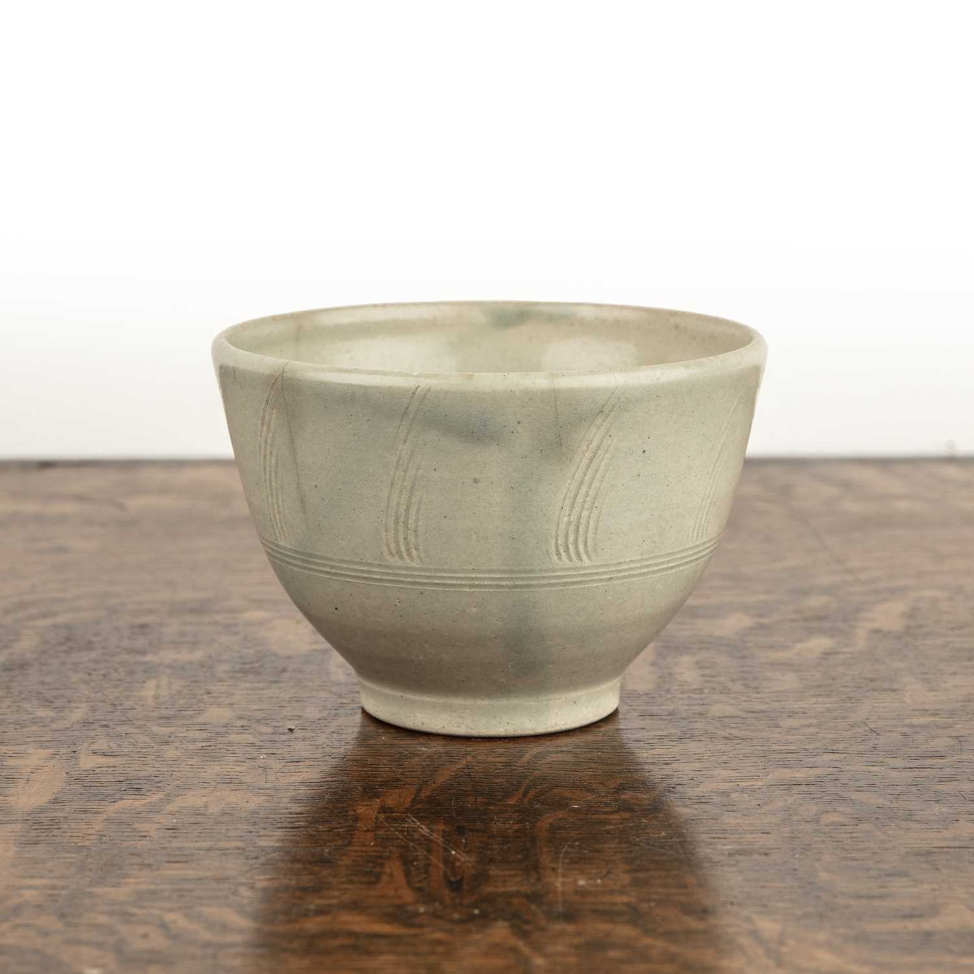 Rodney Lawrence at Piltdown Chapel studio pottery bowl, with incised decoration, seal marks to the