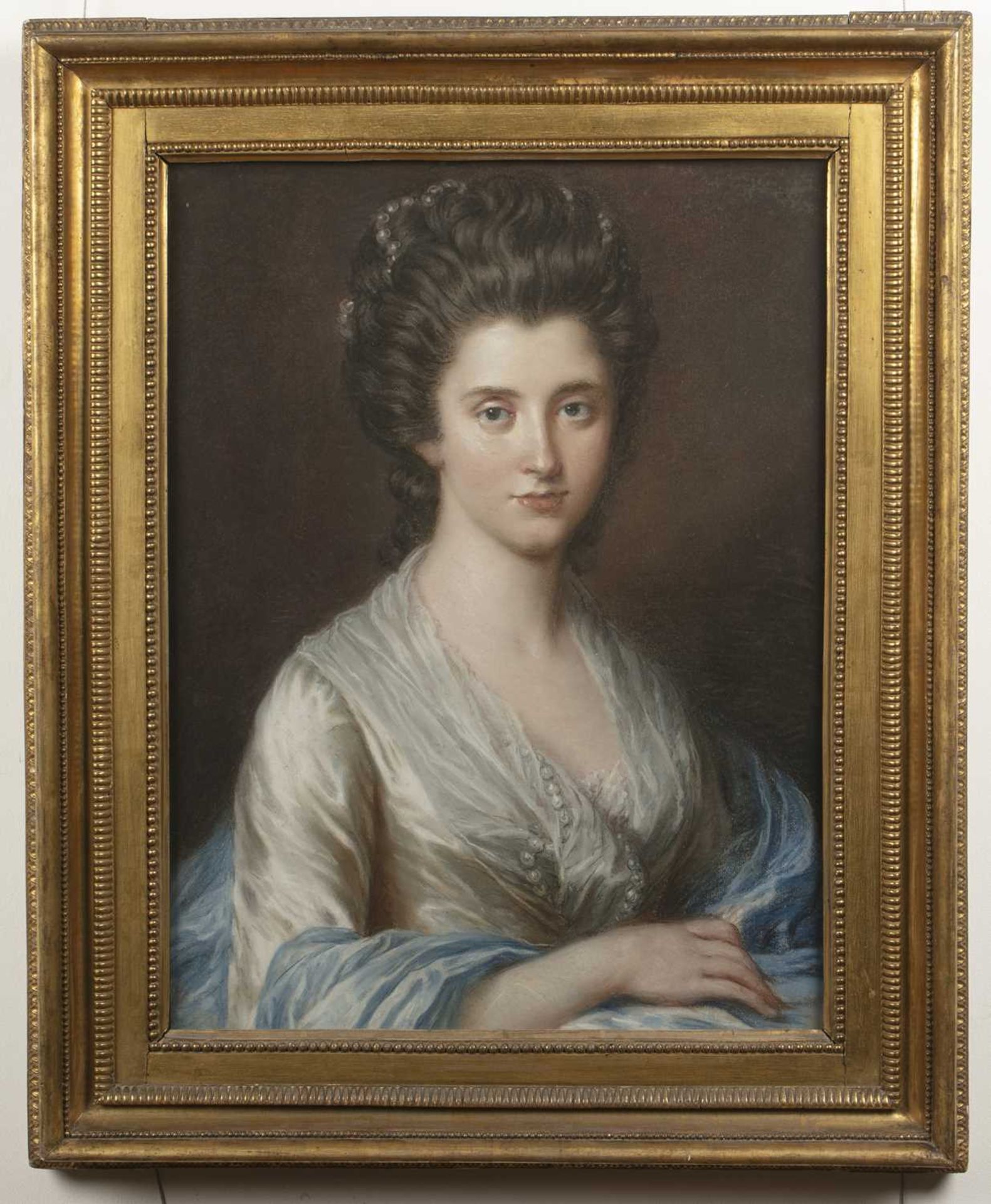 Attributed to William Hoare of Bath (1707-1792) portrait of a lady, half length, pastel, 59cm x