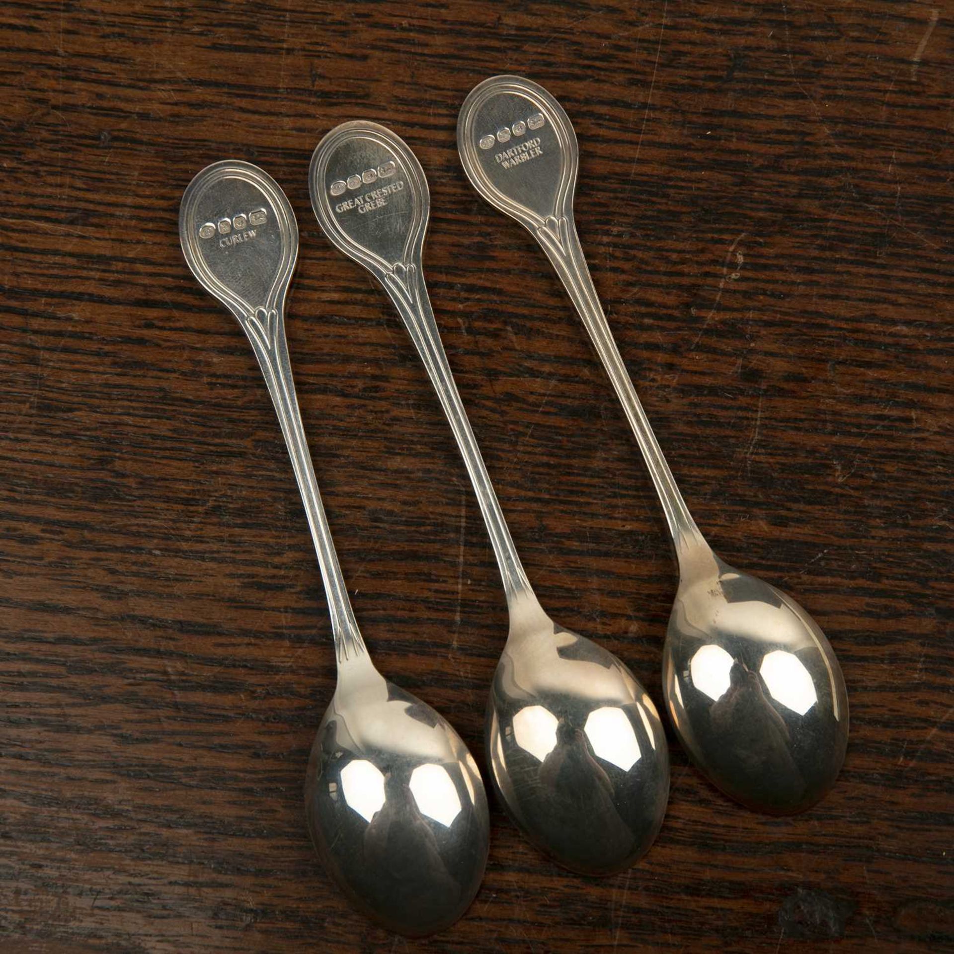 Cased set of twelve silver RSPB spoons 'The Royal Society for the Protection of Birds spoon - Image 3 of 5