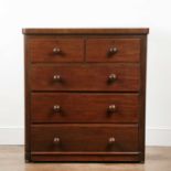 Mahogany chest of two over three graduated drawers Victorian, with a loose glass top, 96.5cm wide