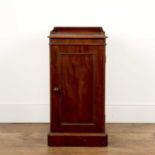 Mahogany pot cupboard Victorian, with galleried back, fielded panelled door on a plinth base, 39cm