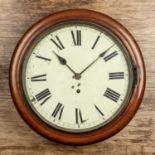 Edwardian or later dial clock in mahogany case with Roman numerals on a painted dial, 38cm overallAt