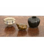 Group of pieces to include a small Kashan 13th Century bowl, 11cm, diameter, a bronze small vase,