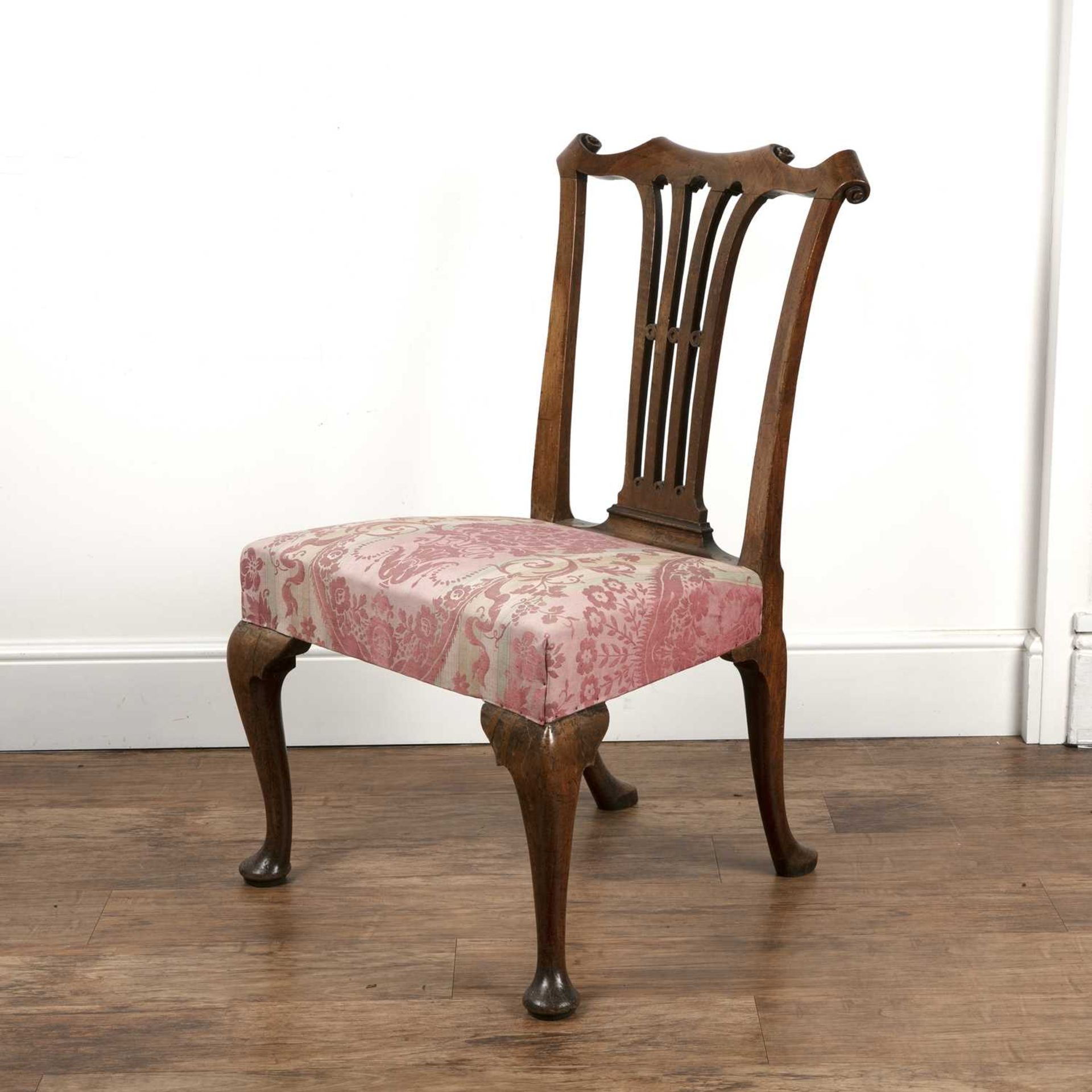Mahogany side chair 18th Century, with a splat back and reupholstered seat, 60cm wide x 97cm high - Bild 3 aus 4