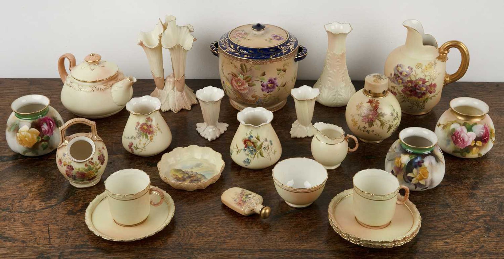 Collection of ceramics and porcelain comprising of: Carlton ware jar and cover, decorated with