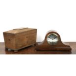 Regency Rosewood tea caddy with three division interior on shaped feet, 30cm wide x 19cm high x 15cm