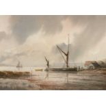 Alan Whitehead (b.1952) 'Untitled ships on the shoreline', watercolour, signed lower right, 24.5cm x