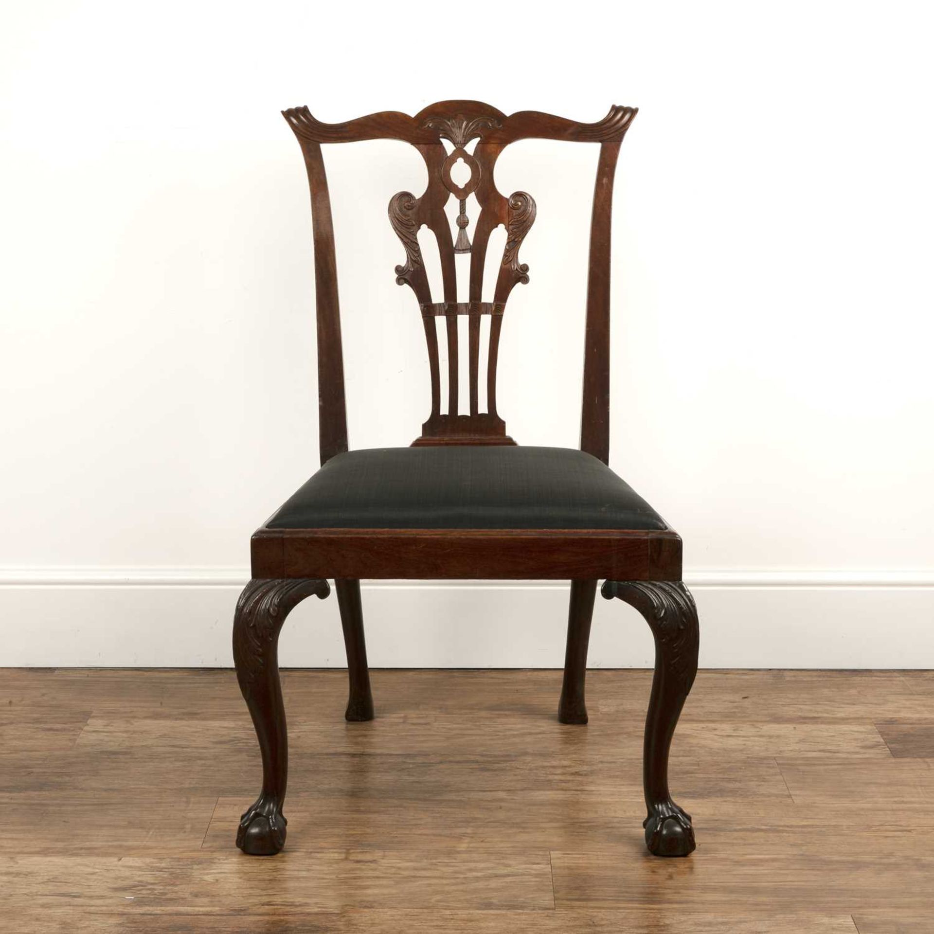 Single mahogany side chair with a carved splat back, 58cm wide x 96cm high Provenance: The