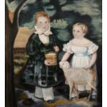 Michael Constable (20th Century British School) 'Scottish figures with lamb', oil on panel,