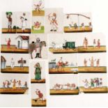 Collection of gouache paintings on mica Indian,19th Century, depicting scenes of local life,