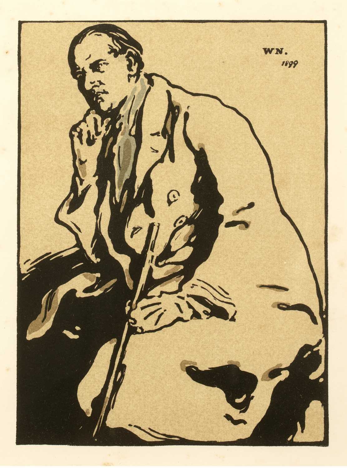 William Nicholson James Pryde, woodcut in colours, 20 x 14.5cm