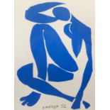 After Henri Matisse Nu Bleu IV, lithograph, blind stamp to lower left corner, 92 x 69cm