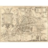 Braun and Hogenberg Aerial plan of Cambridge, engraving, 33 x 45cmLight patchy brown staining. There