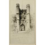 Sydney R Jones (1881-1966) 'St John's Cambridge', etching, pencil signed in the margin, 32.5 x 19cm;