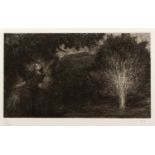 T D (Contemporary) 'Untitled man and tree', etching, numbered 71/120, initialled in pencil lower