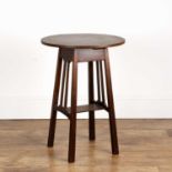 Aesthetic movement Mahogany, circular topped table with crossbanded decoration, unmarked, 50.5cm