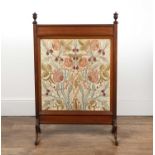 Designed by William Morris (1834-1896) Arts & Crafts, mahogany framed firescreen, with inset