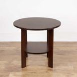 Art Deco Mahogany, side or coffee table, with circular top and undertier shelf, unmarked, 60cm