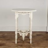 Painted occasional table Edwardian, the legs united by stretchers and circular stand, 76cm high x